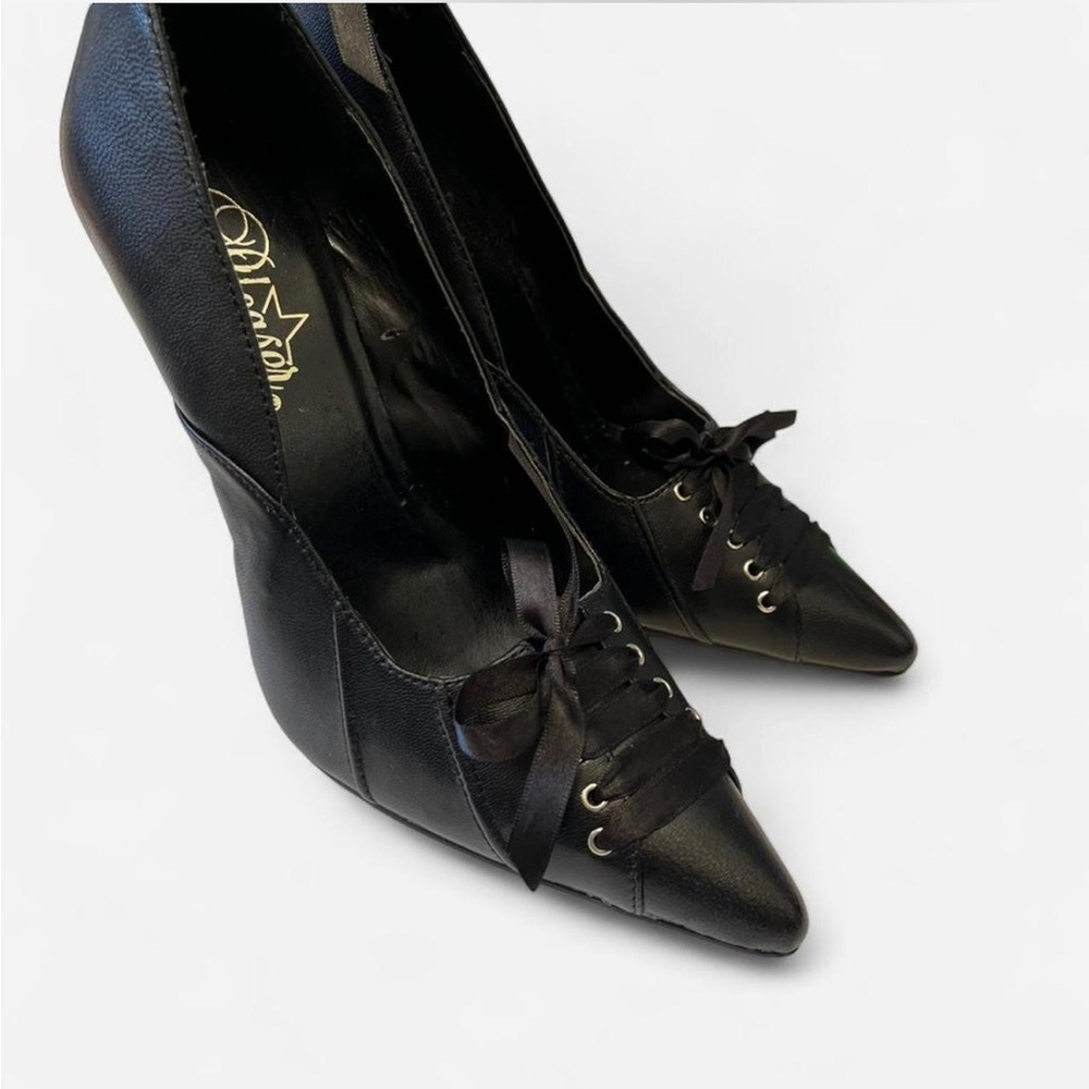 Pleasure Black Lace-Up Corset Gothic Stiletto Heels size 6 - Picture 4 of 8